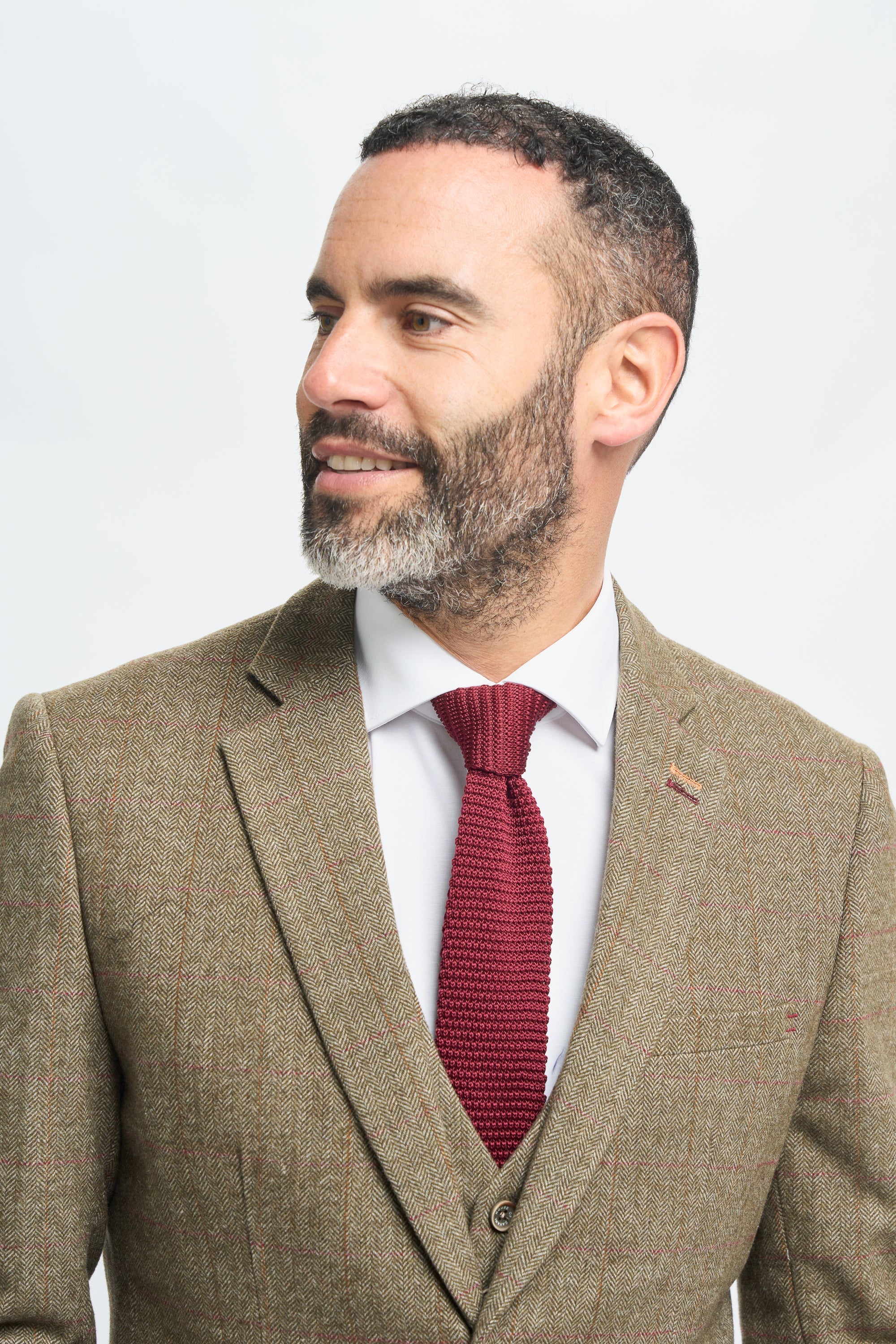 Heren Tweed Olijfgroen Geruit Pak