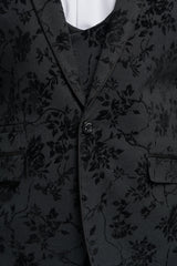 Heren zwart 3-delig paisley fluwelen pak