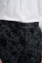 Heren zwart 3-delig paisley fluwelen pak