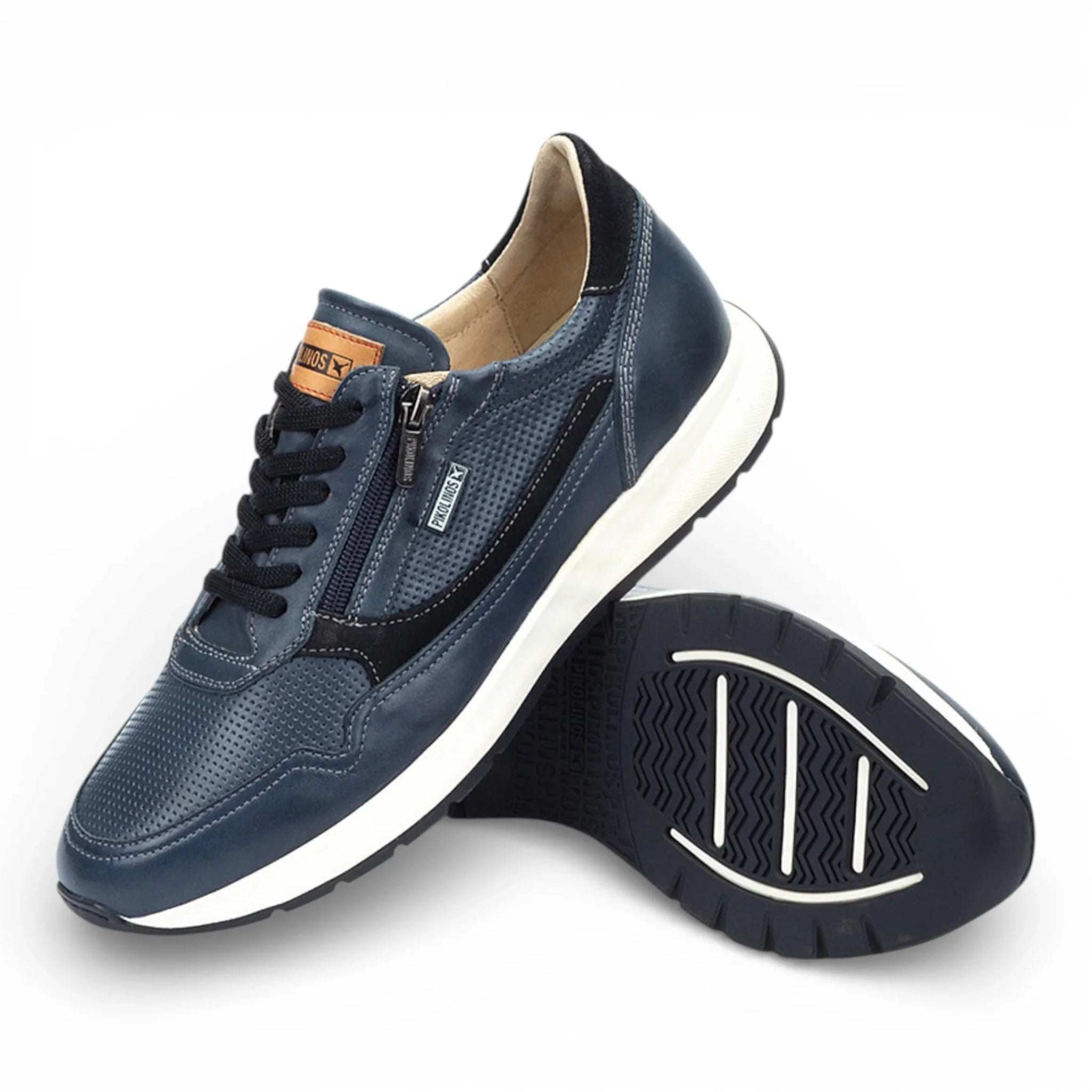 Getafe - Herensneakers van blauw leer, comfortabel om te dragen