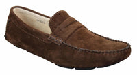 Mens Slip On Suede Leather Shoes Moccasin Loafers Smart Casual Brown Beige