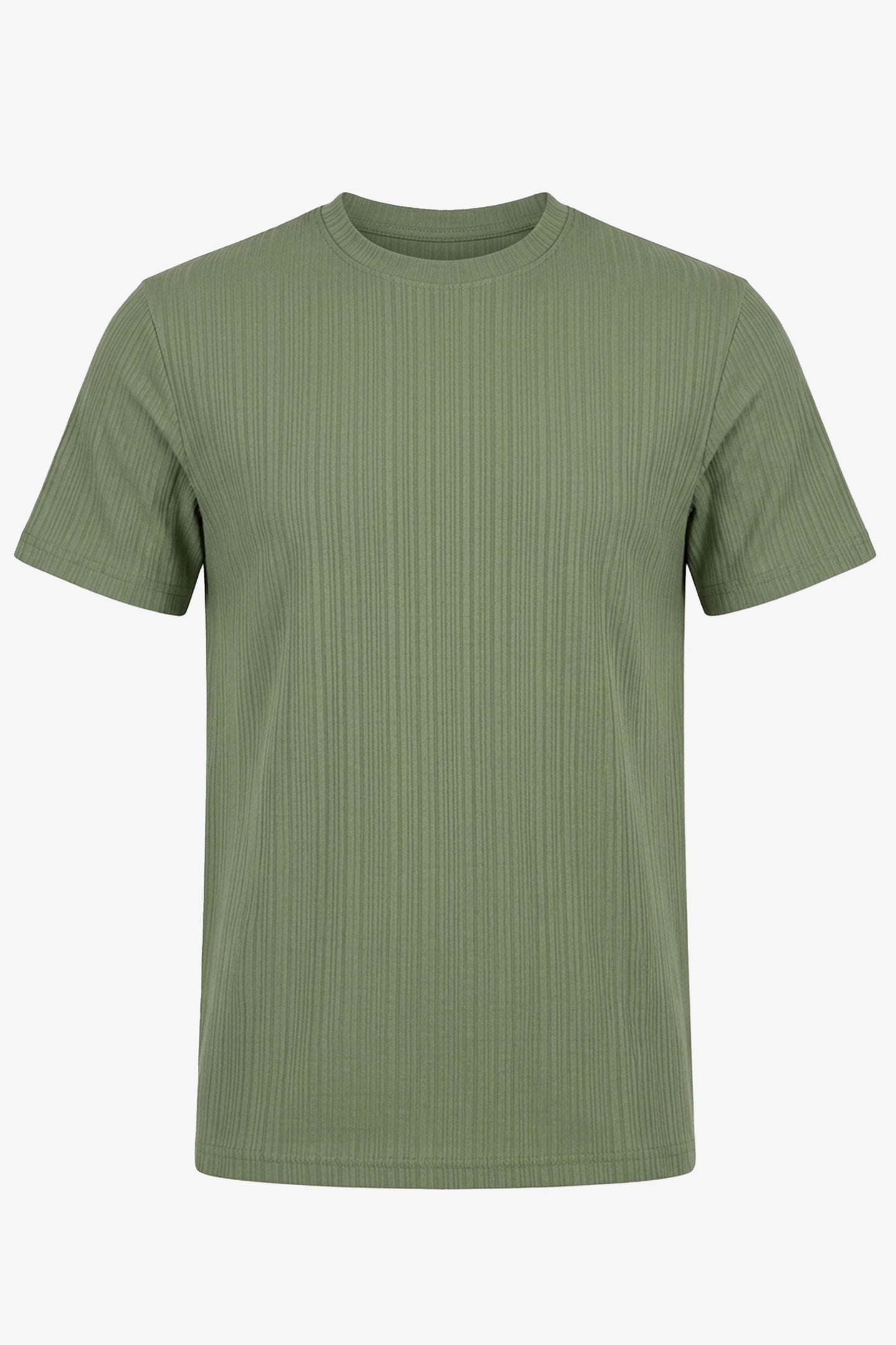Groen geribbeld klassiek T-shirt voor heren