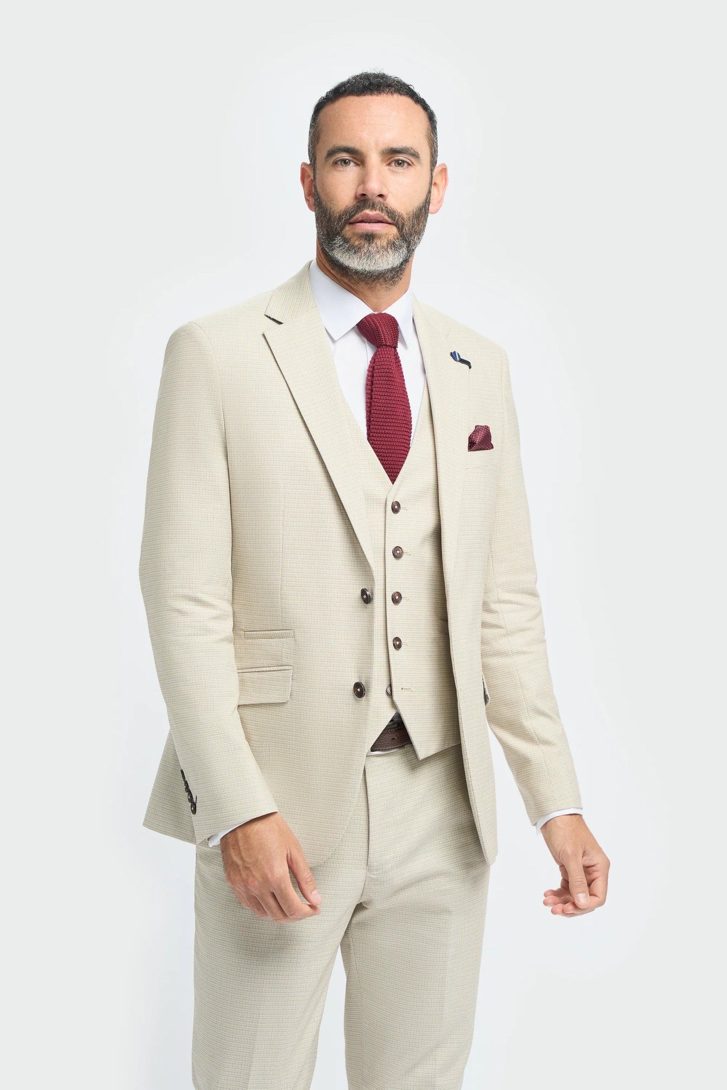 Hampton - Beige driedelig pak voor heren