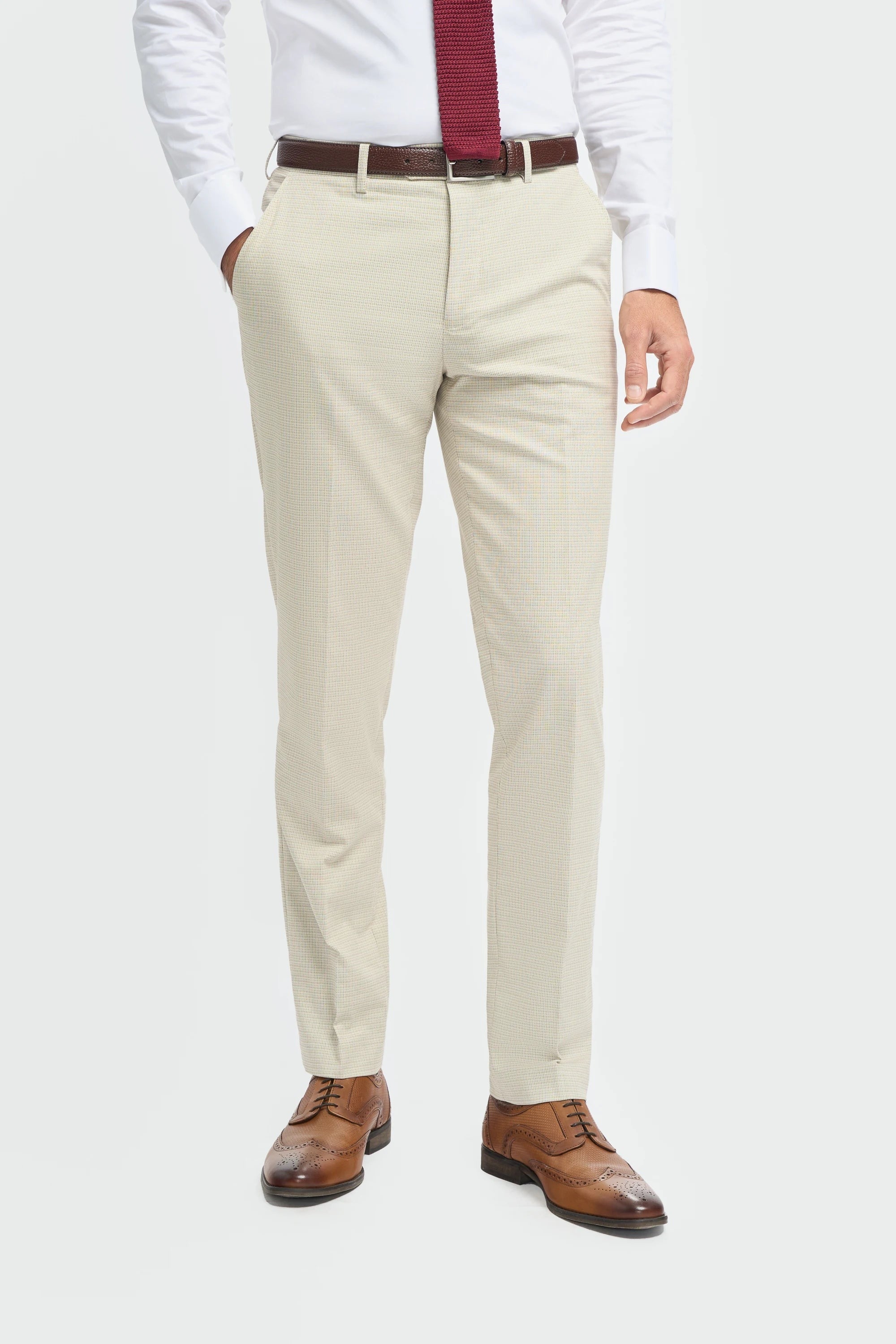 Hampton - Beige driedelig pak voor heren