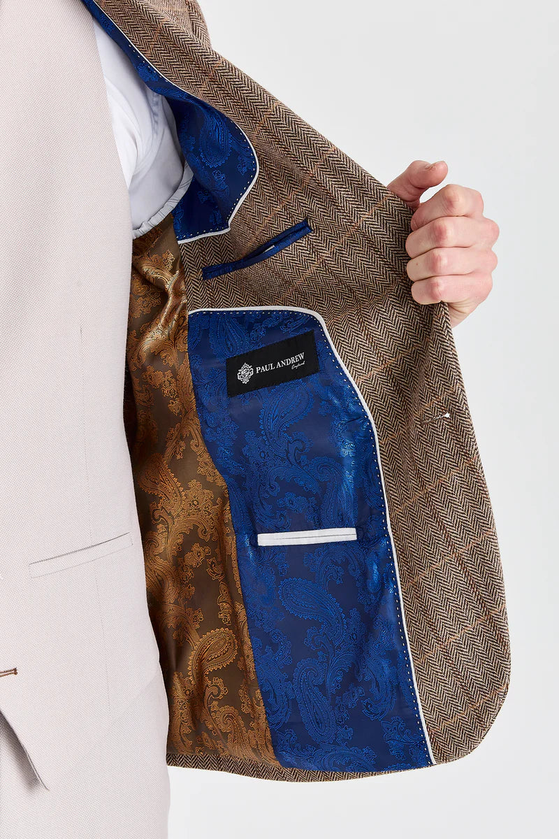 Harris Brown tweedpak met contrasterend steenkleurig vest en broek