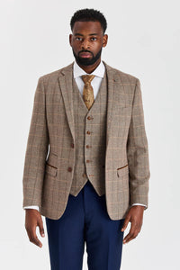 Harris Brown tweedpak met contrasterende Mayfair marineblauwe broek