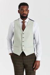 Harris Green geruit tweedpak met contrasterend Belmont Sage-vest.