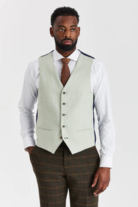 Harris Green geruit tweedpak met contrasterend Belmont Sage-vest.