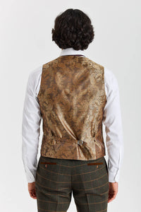 Harris - Groen tweed vest met visgraatpatroon voor heren