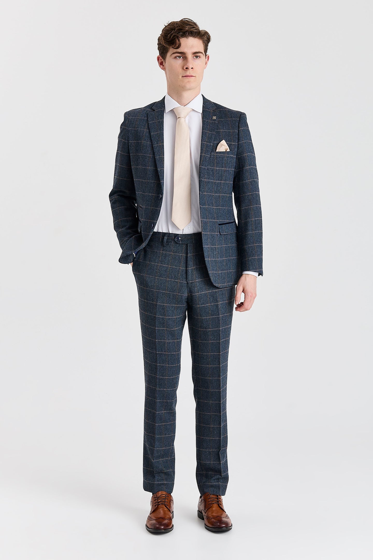 Harris - Herenblazer van marineblauwe tweedwolmix
