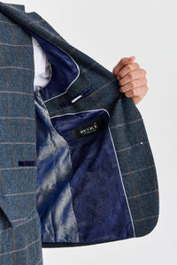 Harris - Marineblauw driedelig pak van wolmix tweed voor heren
