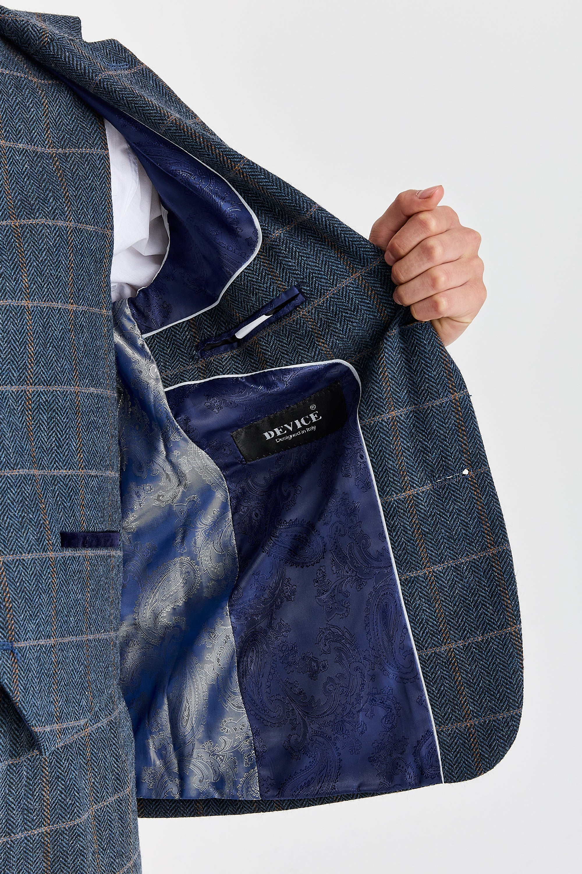 Harris - Marineblauw driedelig pak van wolmix tweed voor heren
