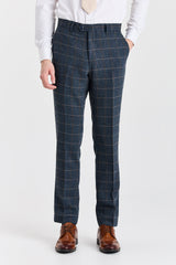 Harris - Marineblauw driedelig pak van wolmix tweed voor heren