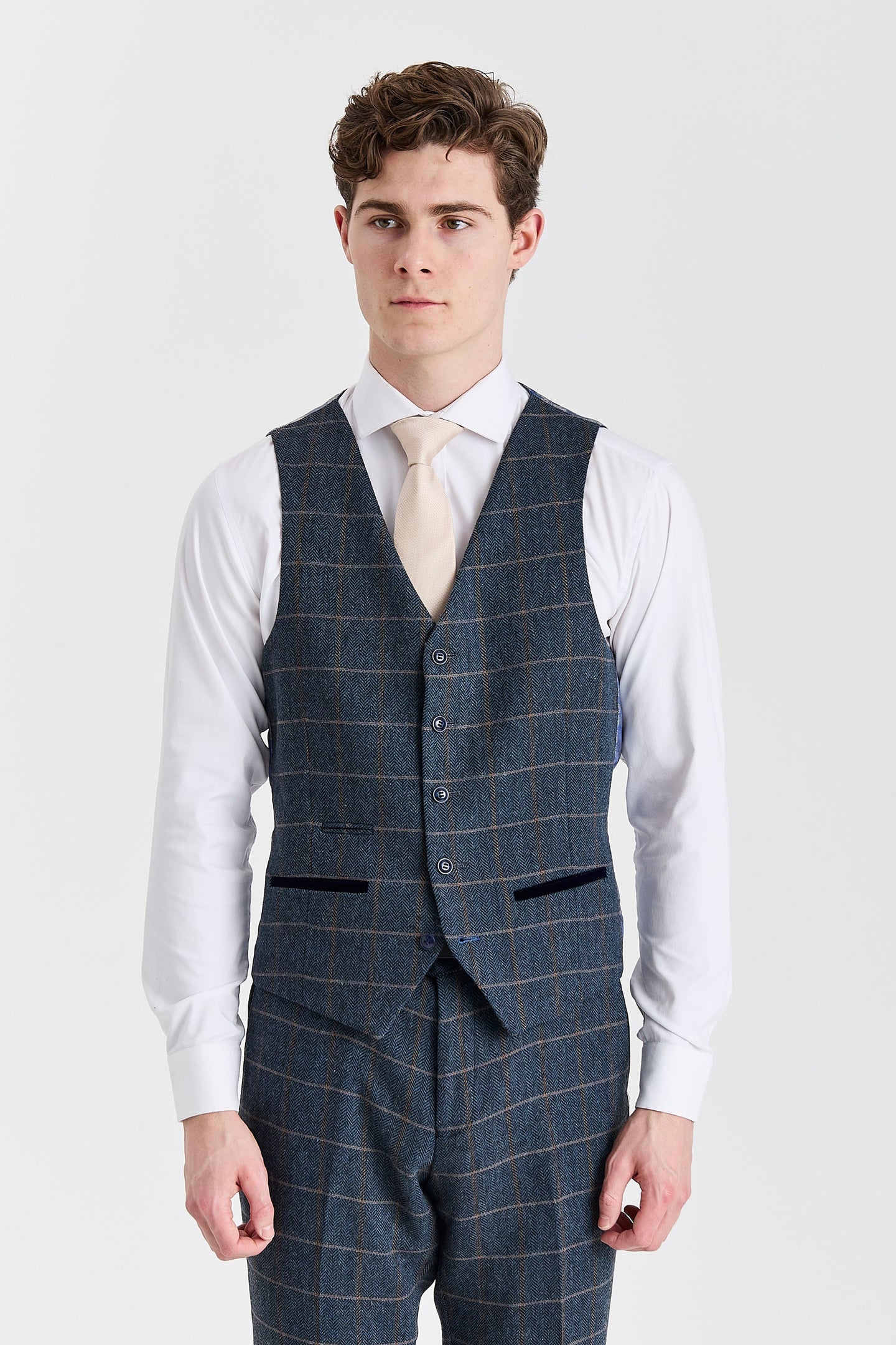 Harris - Herenvest van marineblauwe tweedwolmix