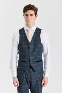 Harris - Herenvest van marineblauwe tweedwolmix