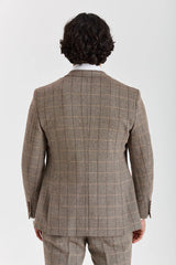 Harris - Tweed Bruine Blazer met Visgraatpatroon voor Heren