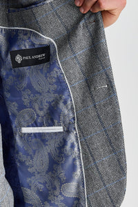 Harris - Tweed grijze blazer met visgraatpatroon voor heren