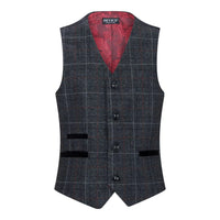 Boys Grey Black 3 Piece Tweed Suit Herringbone Wine Vintage Retro