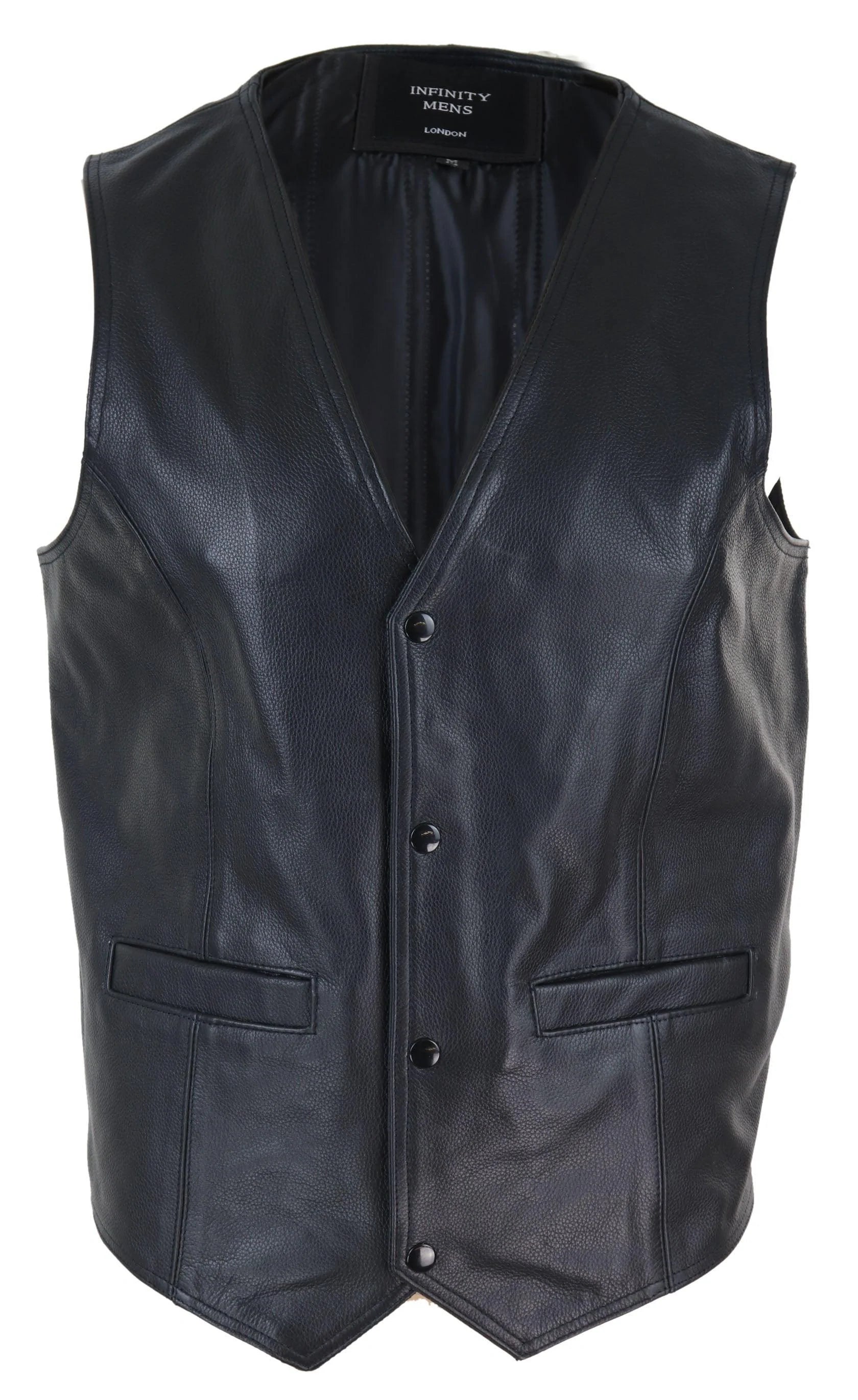 Mens Black Hide Leather Waistcoat