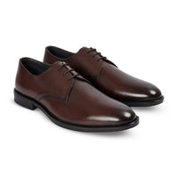 Henley - Klassieke bruine Derby-schoenen met gladde neus voor heren