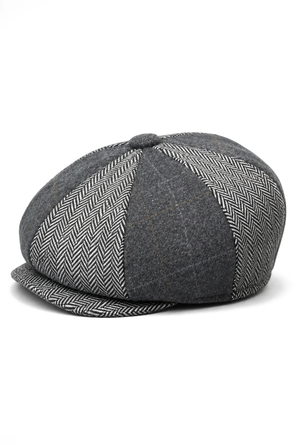 HT6325 - Heren Herringbone Tweed Mix Newsboy 8-Panel Hoed