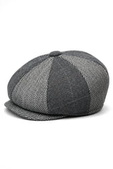 HT6325 - Heren Herringbone Tweed Mix Newsboy 8-Panel Hoed