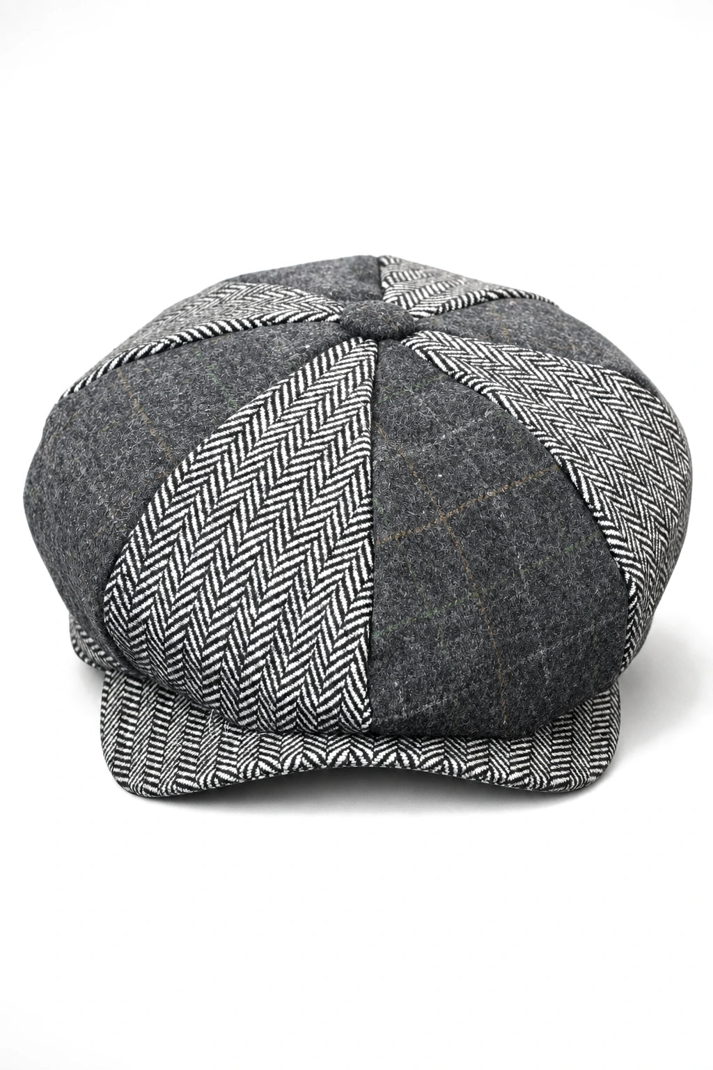 HT6325 - Heren Herringbone Tweed Mix Newsboy 8-Panel Hoed