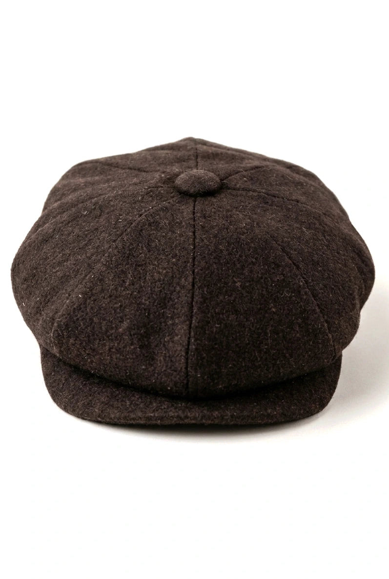 HT6363 - Heren Vintage Tweed Newsboy Peaky Blinders Pet - Bruin/Wijnrood