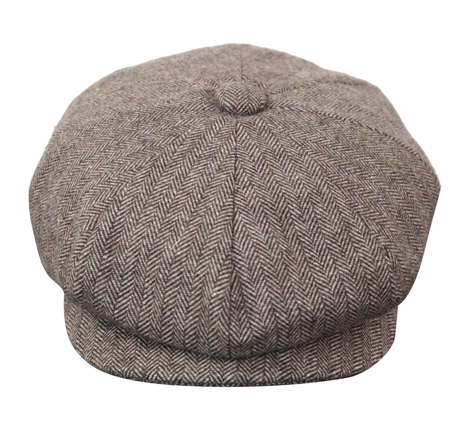 HT6364 - Mens Herringbone Tweed Newsboy Peaky Blinders Hat