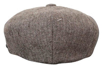 HT6364 - Mens Herringbone Tweed Newsboy Peaky Blinders Hat