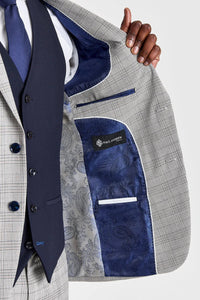 Hugo grijs pak met Parker marineblauwe contrasterende gilet