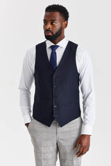 Hugo grijs pak met Parker marineblauwe contrasterende gilet