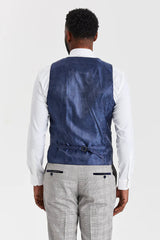 Hugo grijs pak met Parker marineblauwe contrasterende gilet