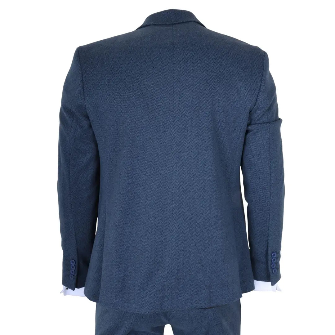 IM40 - Marineblauw 3-delig visgraat tweedpak voor heren