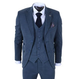 IM40 - Marineblauw 3-delig visgraat tweedpak voor heren