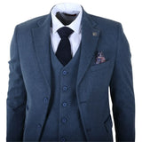 IM40 - Marineblauw 3-delig visgraat tweedpak voor heren