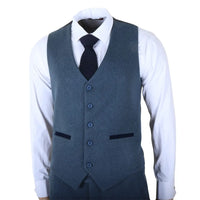 IM40 - Marineblauw 3-delig visgraat tweedpak voor heren