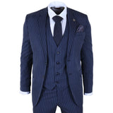 IM43 - Herenpak met krijtstreep, 3-delig, marineblauw, Shelby-stijl