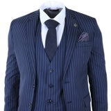 IM43 - Herenpak met krijtstreep, 3-delig, marineblauw, Shelby-stijl