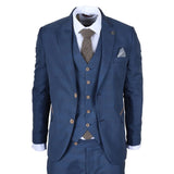 IM50 - Herenpak, blauw geruit, 3-delig, getailleerd