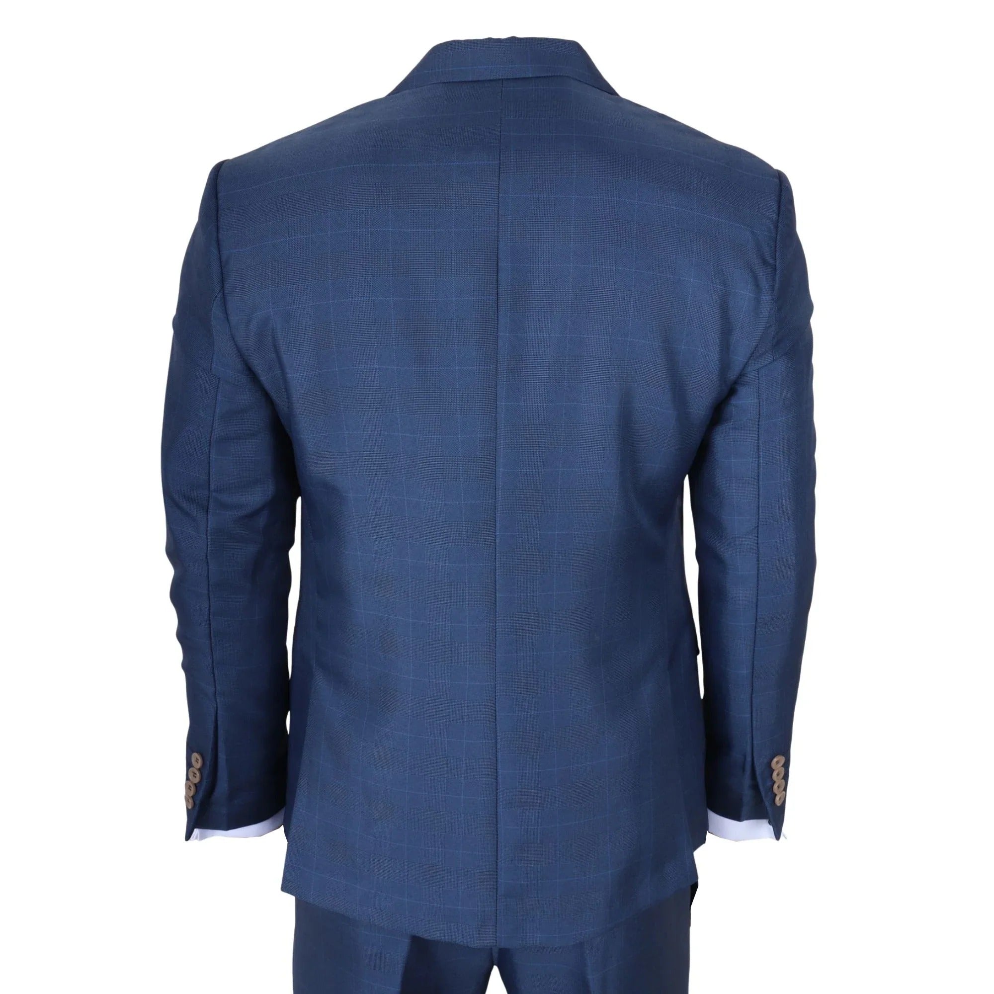 IM50 - Herenpak, blauw geruit, 3-delig, getailleerd