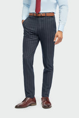 Heren 3-delig pak met krijtstreep, marineblauw, klassiek, vintage, retro, jaren 20, op maat gemaakt, bruiloft