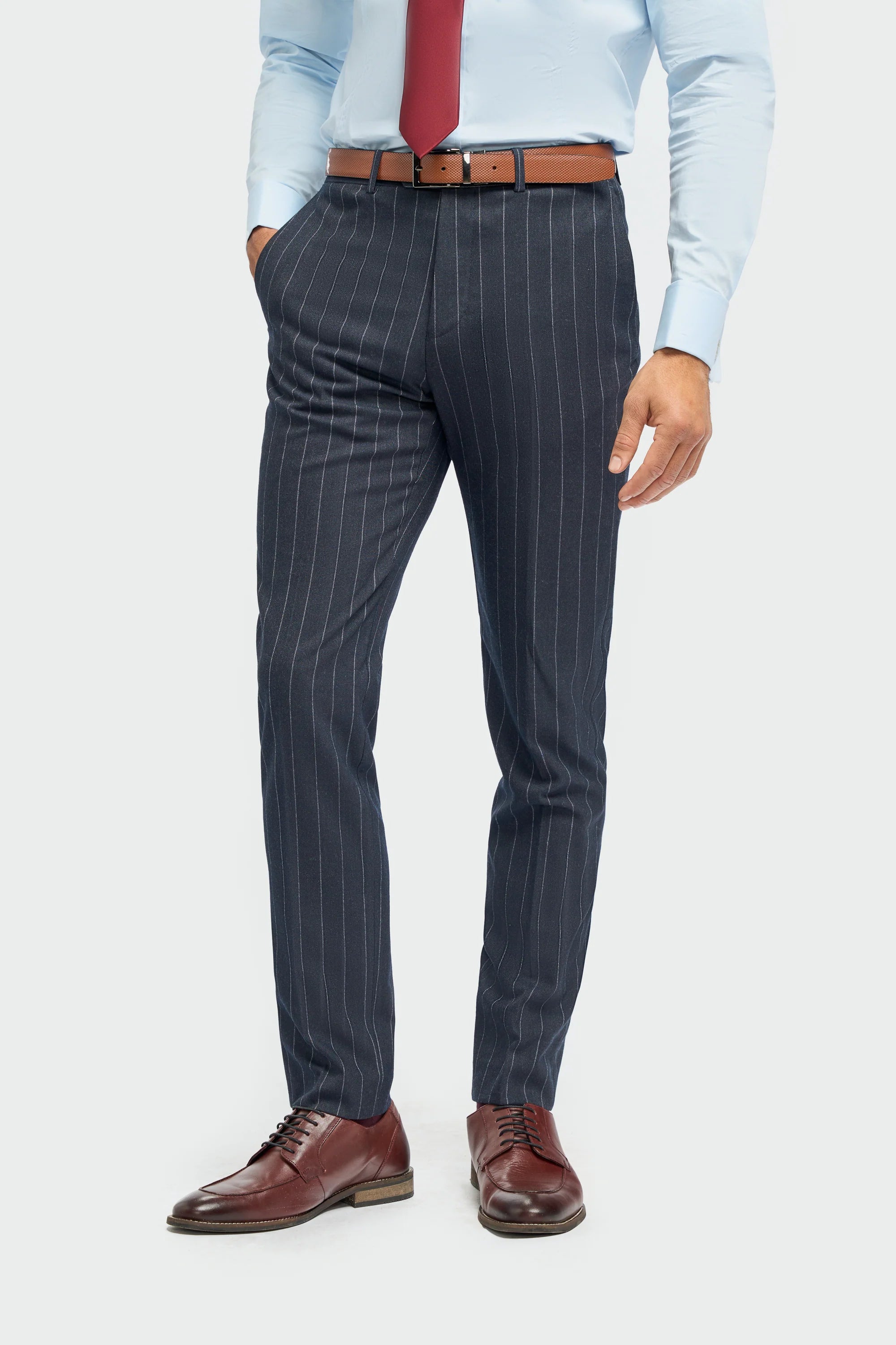 Heren 3-delig pak met krijtstreep, marineblauw, klassiek, vintage, retro, jaren 20, op maat gemaakt, bruiloft