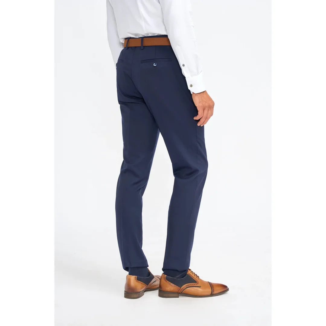 James - Heren marineblauwe wollen formele broek
