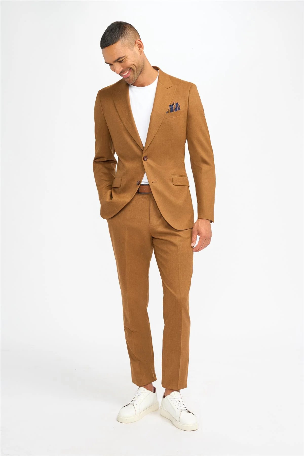James - Heren Camel Bruine Wollen Blazer