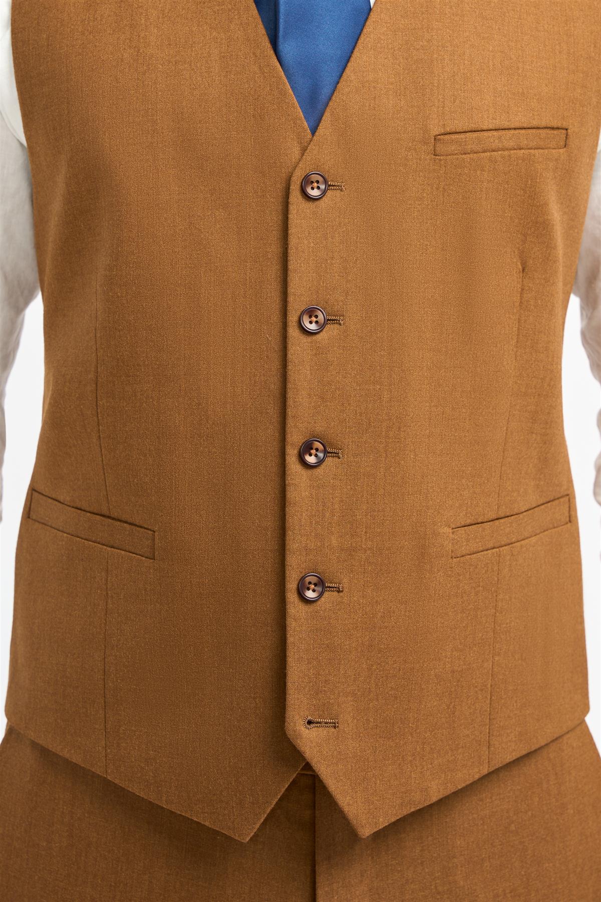 James - Heren Camelbruin Wollen Vest