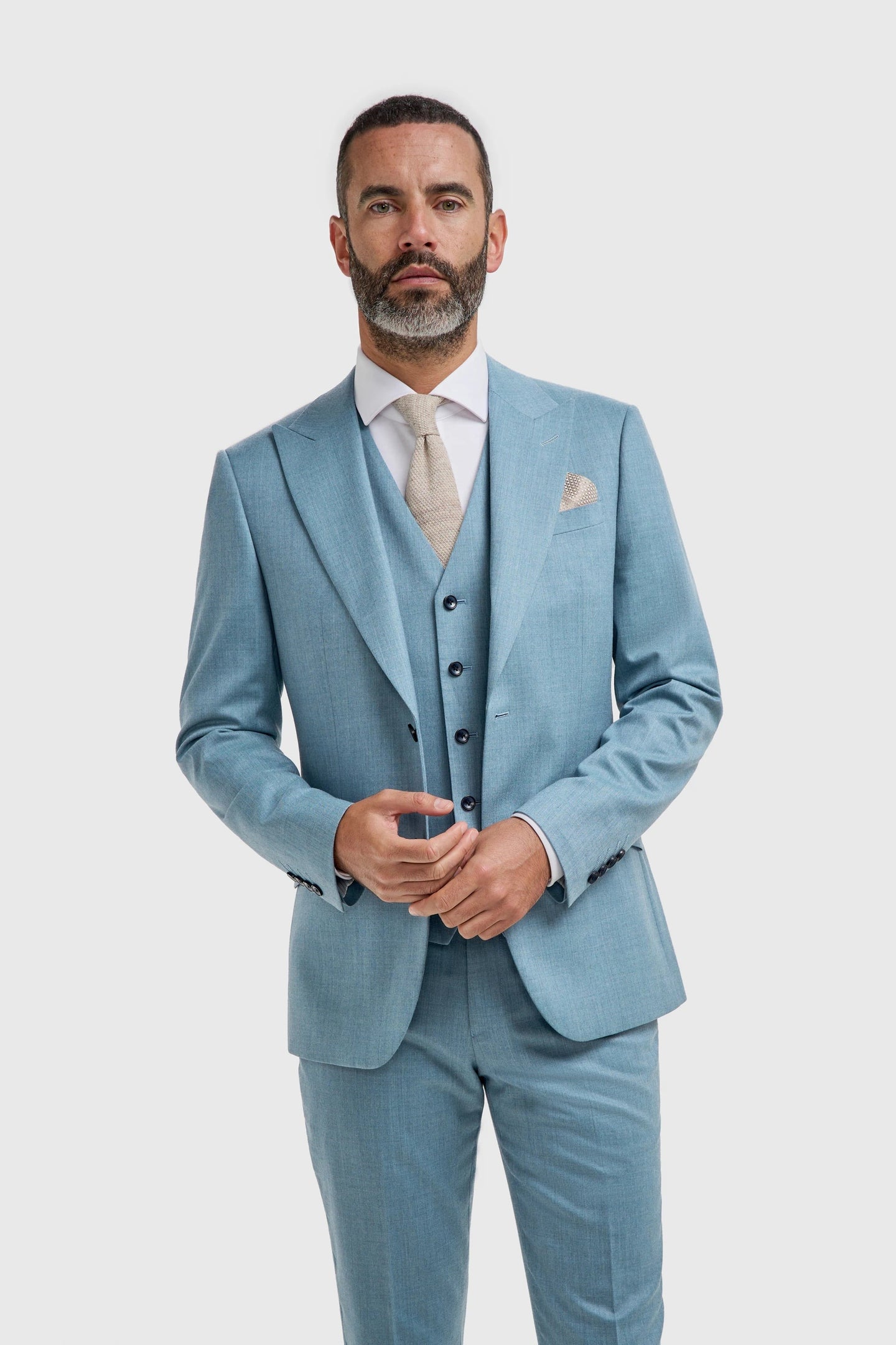James - Lichtblauwe, gestructureerde blazer voor heren