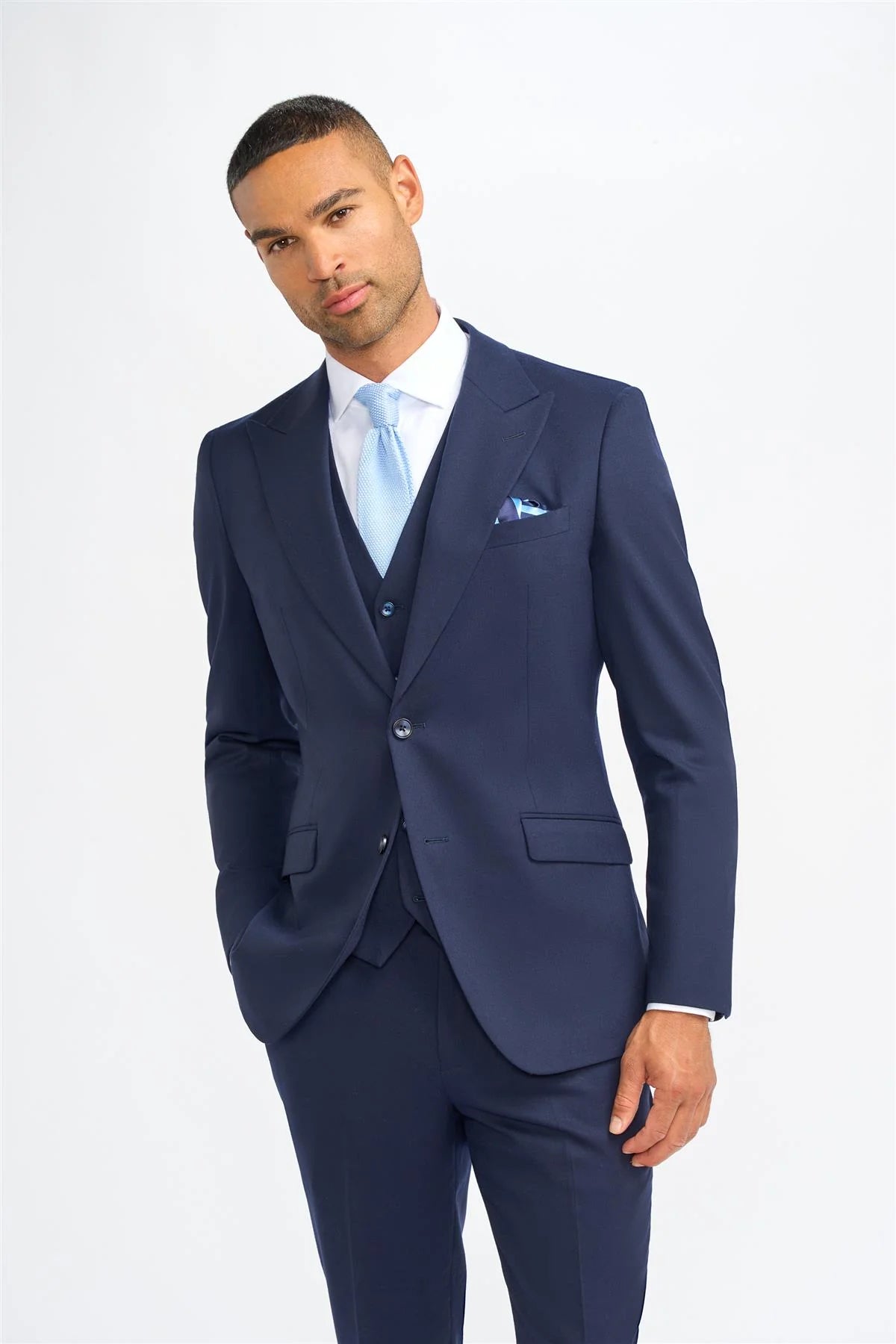 James - Heren marineblauwe wollen blazer met getailleerde pasvorm