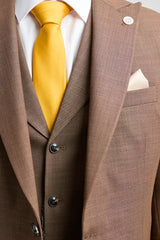 James Heren 3-delig Effen Bruin Pak met Klassieke Pasvorm