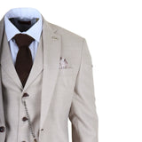 James - 3-delig crèmekleurig herenpak met getailleerde pasvorm